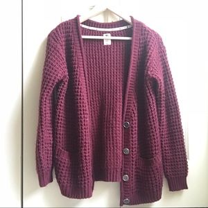 Chunky Maroon Cardigan